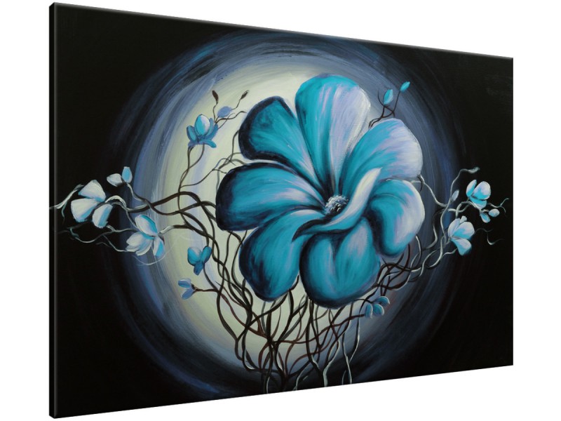 Schilderij handgeschilderd Modern | Turquoise , Blauw | 120x70cm 1Luik