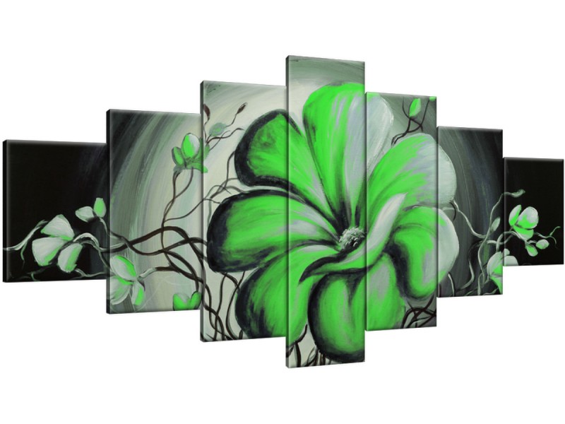 Schilderij handgeschilderd Modern | Groen , Grijs | 210x100cm 7Luik