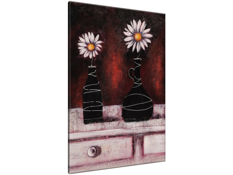 Schilderij handgeschilderd Madeliefje | Rood , Paars | 70x120cm 1Luik