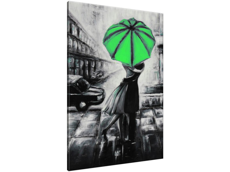 Schilderij handgeschilderd Liefde | Groen , Zwart , Grijs | 70x120cm 1Luik