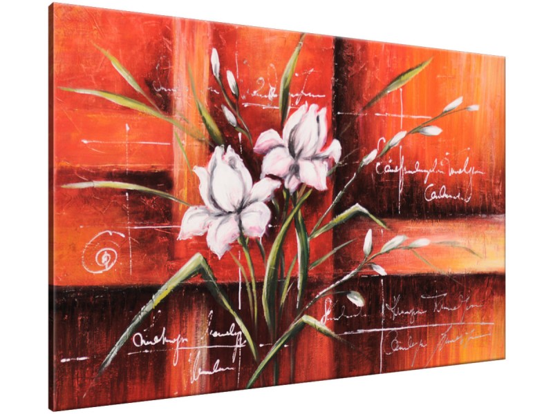 Schilderij handgeschilderd Iris | Rood , Oranje | 120x70cm 1Luik