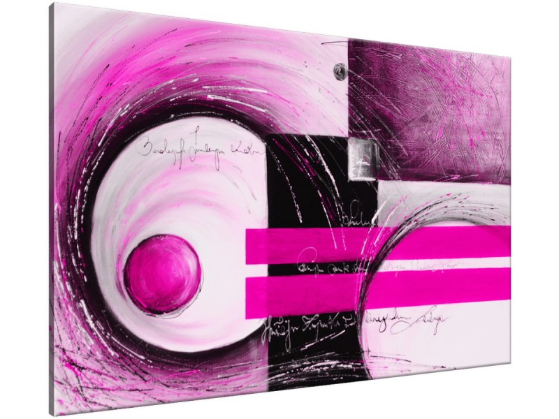 Schilderij handgeschilderd Modern | Roze , Grijs , Zwart | 120x70cm 1Luik
