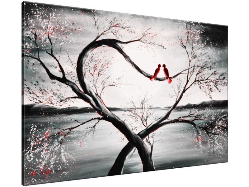 Schilderij handgeschilderd Boom | Rood , Grijs | 120x70cm 1Luik