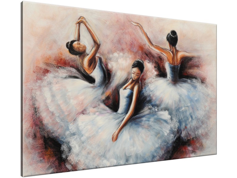 Schilderij handgeschilderd Ballet | Grijs , Bruin , Rood | 120x70cm 1Luik