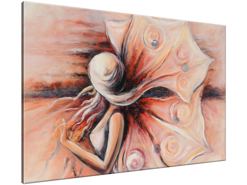 Schilderij handgeschilderd Vrouw | Rood , Bruin , Grijs | 120x70cm 1Luik