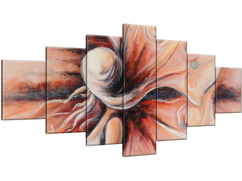 Schilderij handgeschilderd Vrouw | Rood , Bruin , Grijs | 210x100cm 7Luik