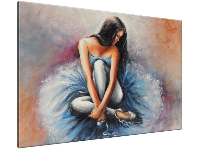 Schilderij handgeschilderd Ballet | Blauw , Grijs , Paars | 120x70cm 1Luik