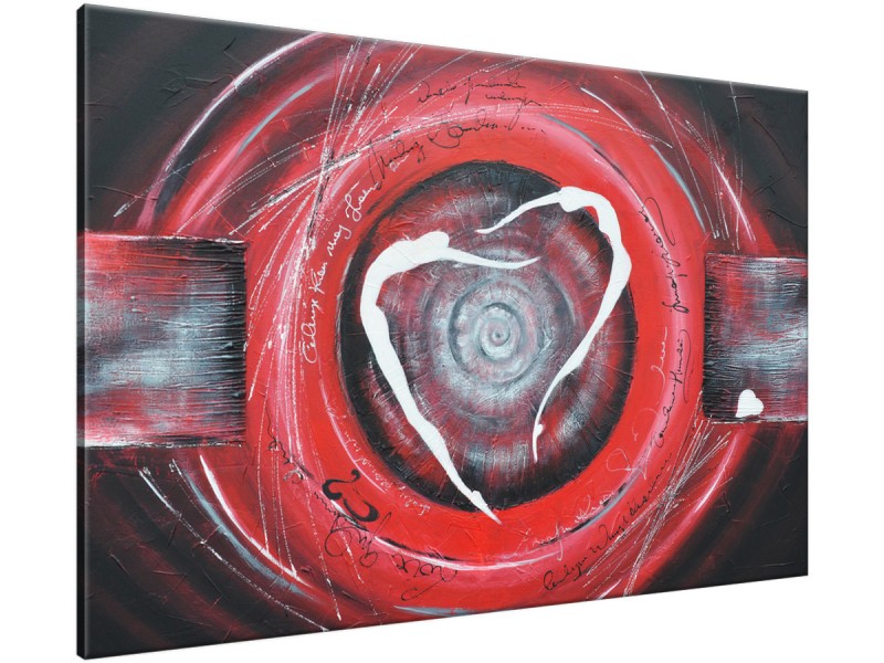 Schilderij handgeschilderd Modern | Rood , Grijs , Wit | 120x70cm 1Luik