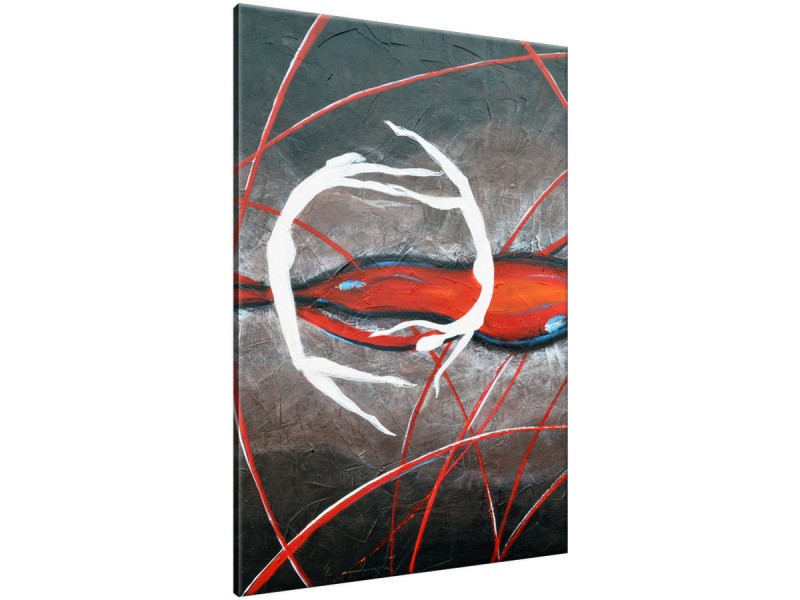 Schilderij handgeschilderd Modern | Rood , Oranje , Grijs | 70x120cm 1Luik