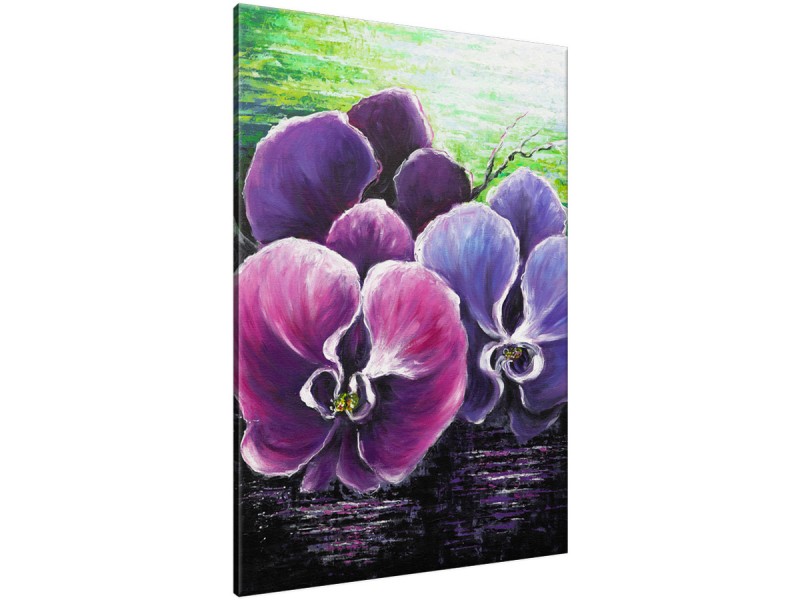 Schilderij handgeschilderd Orchidee | Paars , Roze , Groen | 70x120cm 1Luik