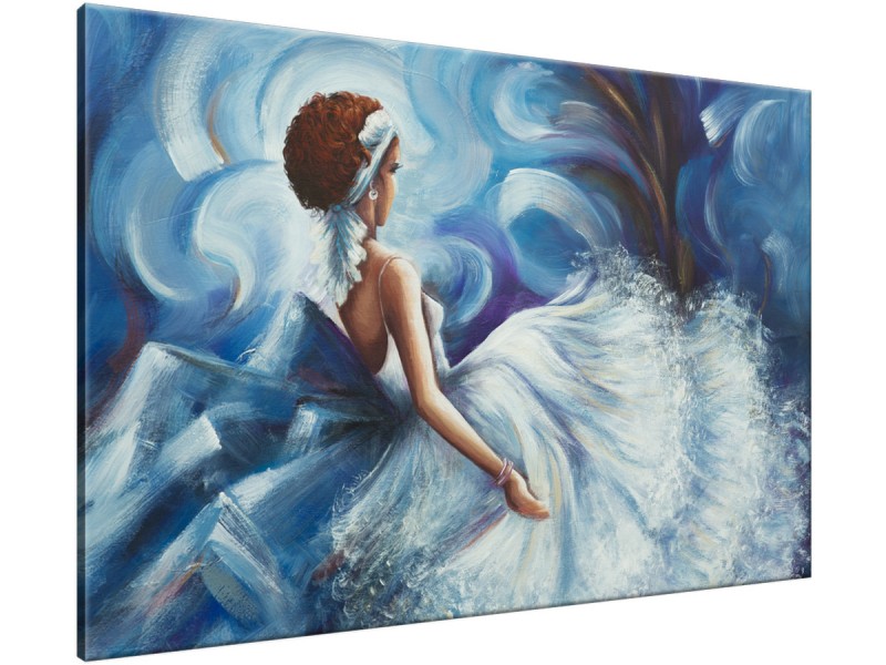 Schilderij handgeschilderd Dansen | Blauw , Grijs | 120x70cm 1Luik